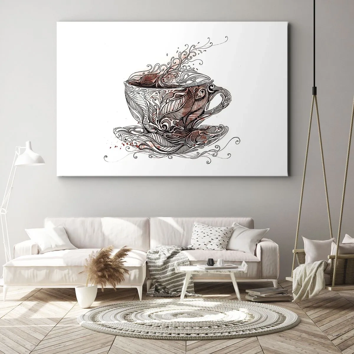 Tablou pe pânză Canvas - Ceașcă de cafea decorativă cu model artistic - 70x50cm - Ceaiul este bun pentru orice - Decorațiune modernă pentru perete pentru living și dormitor ARTTOR