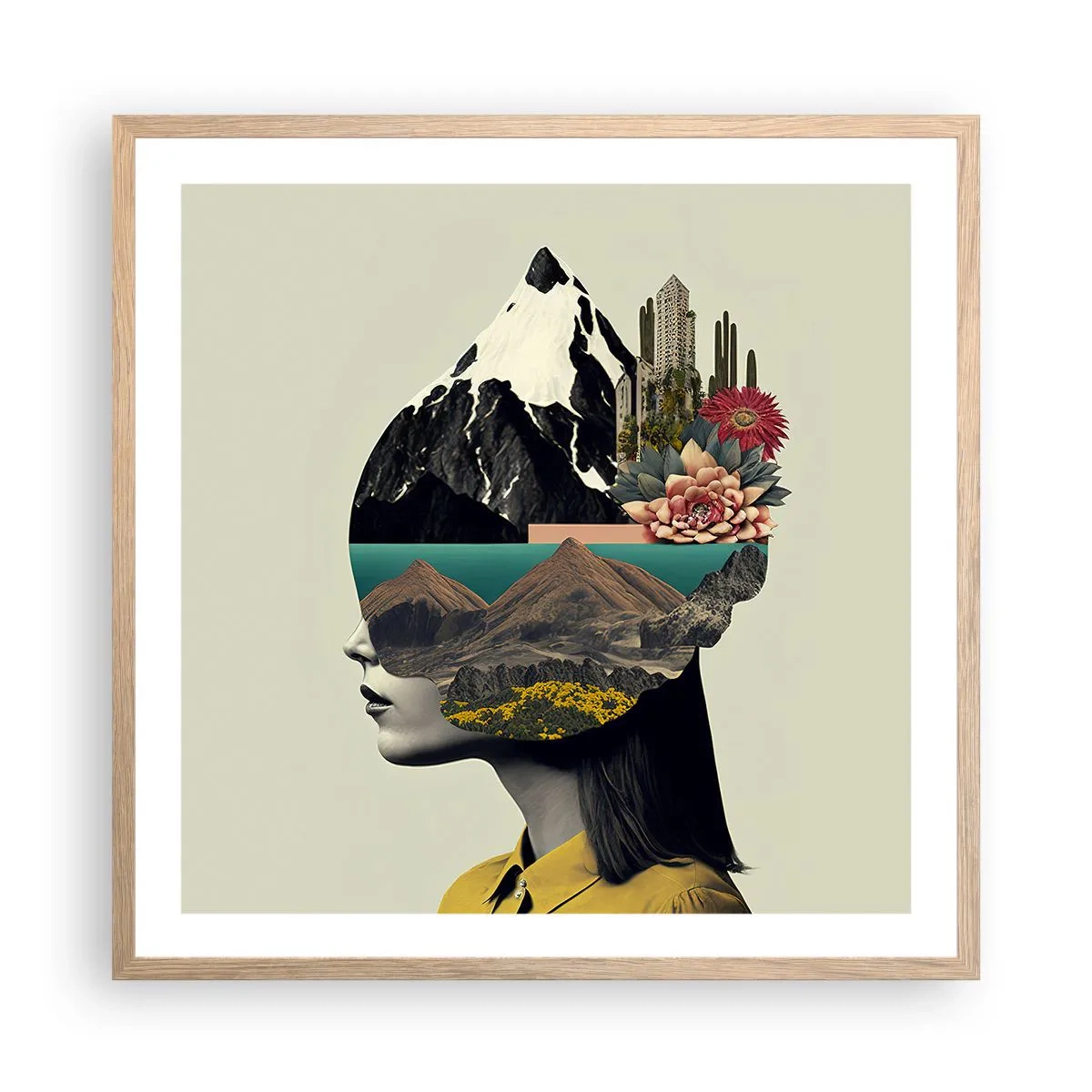 Poster în ramă de stejar deschis - Femeia - întotdeauna un mister - 60x60 cm