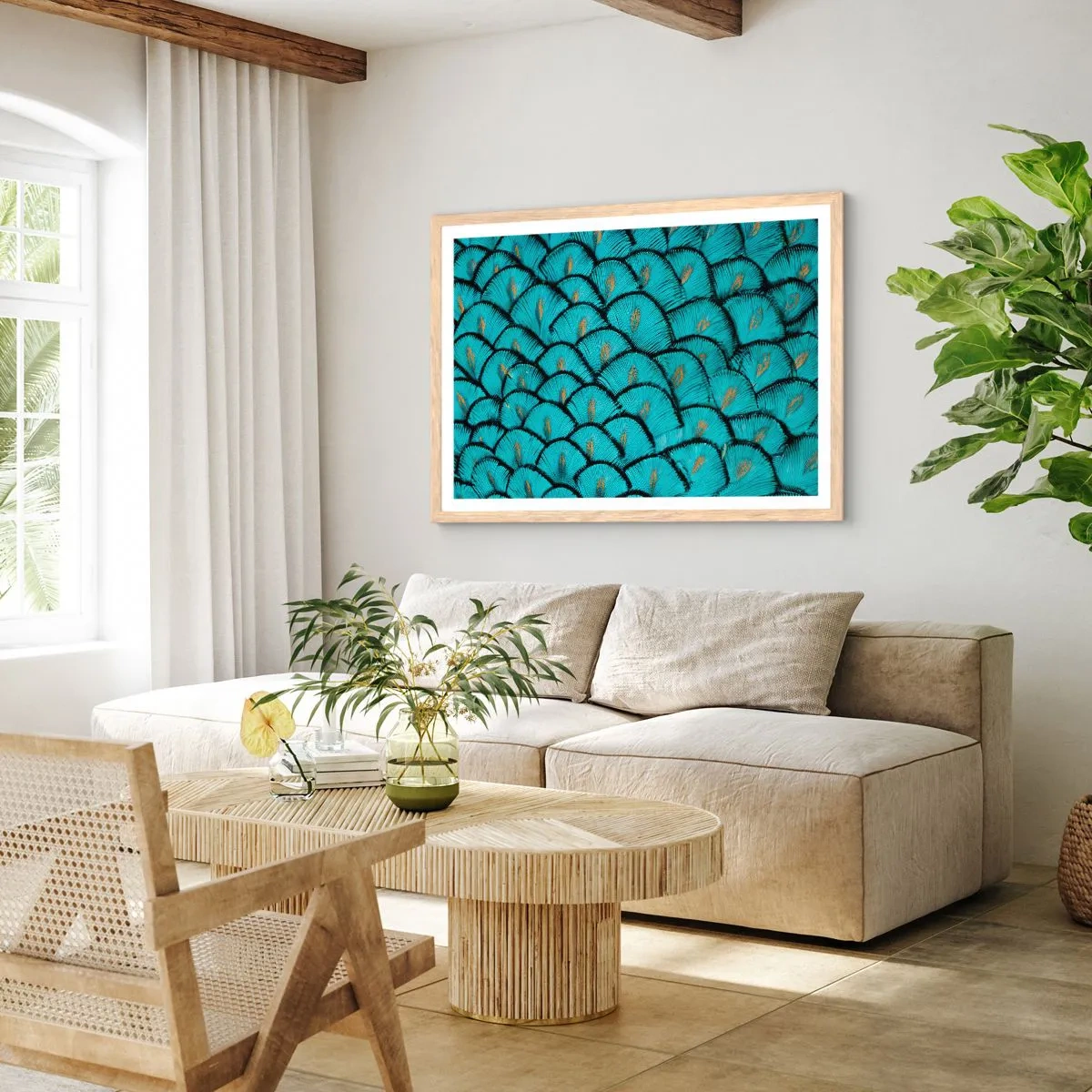 Poster în ramă de stejar deschis - Marea gală a penelor - 100x70 cm