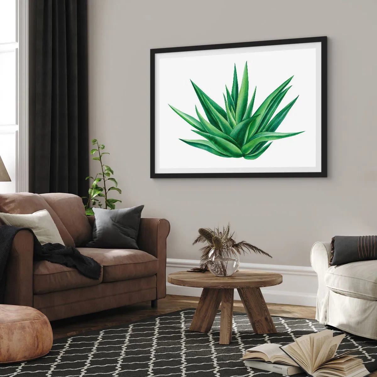 Poster în ramă neagră - Verde - putere - viață - 70x50 cm