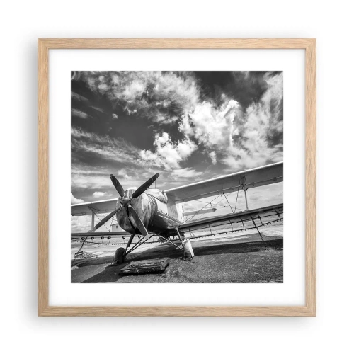 Poster în ramă de stejar deschis - Abia aștept! - 40x40 cm