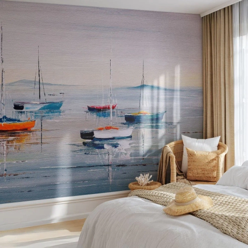 Tapet Premium Canvas - O odihnă binemeritată - Nautic, Barci cu pânze, Litoral - 300x210 cm