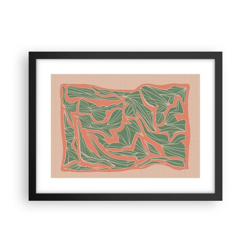 Poster în ramă neagră - Lupta dintre coral și verde - 40x30 cm