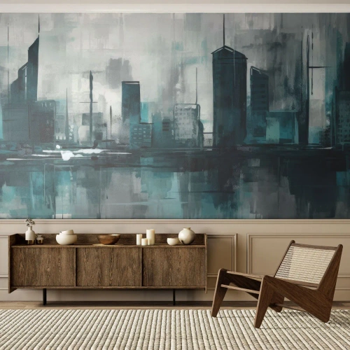Tapet Premium Canvas - Un oraș de culoarea ploii - Oraș, Arhitectură, Bucată - 200x140 cm
