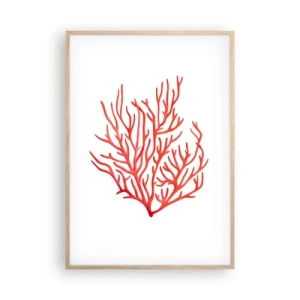 Poster în ramă de stejar deschis - Coral filigranat - 70x100 cm