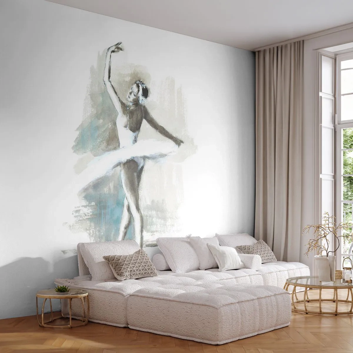Tapet Premium Sand - Fermecată într-o lebădă - Balerină, Dans, Balet - 100x70 cm