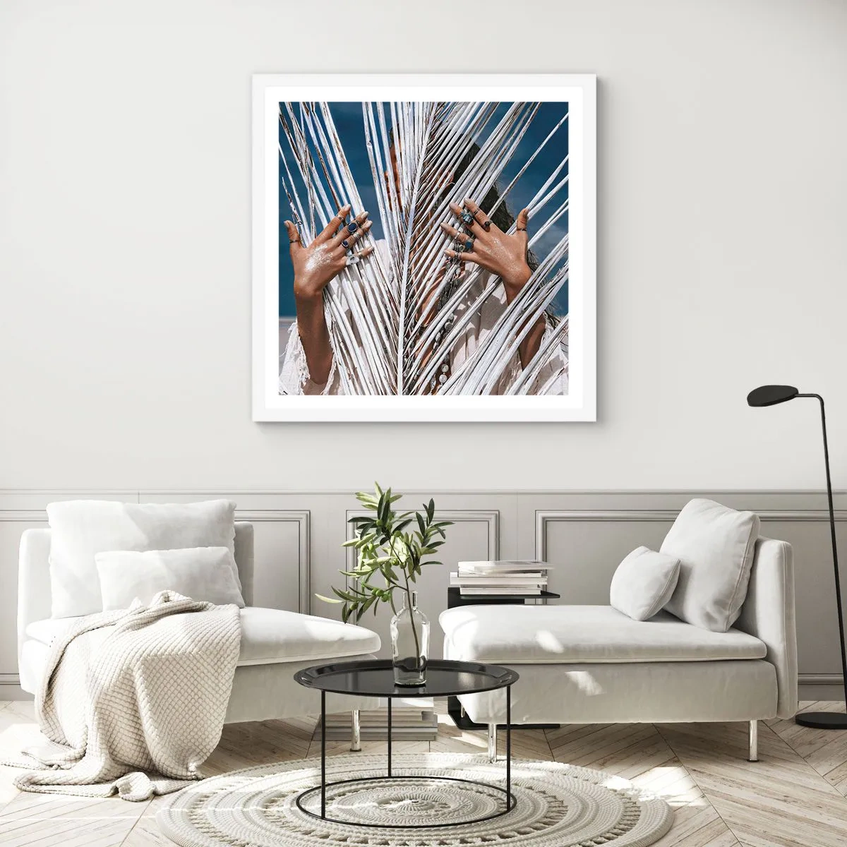 Poster în ramă albă - Prietena șamanului? - 60x60 cm