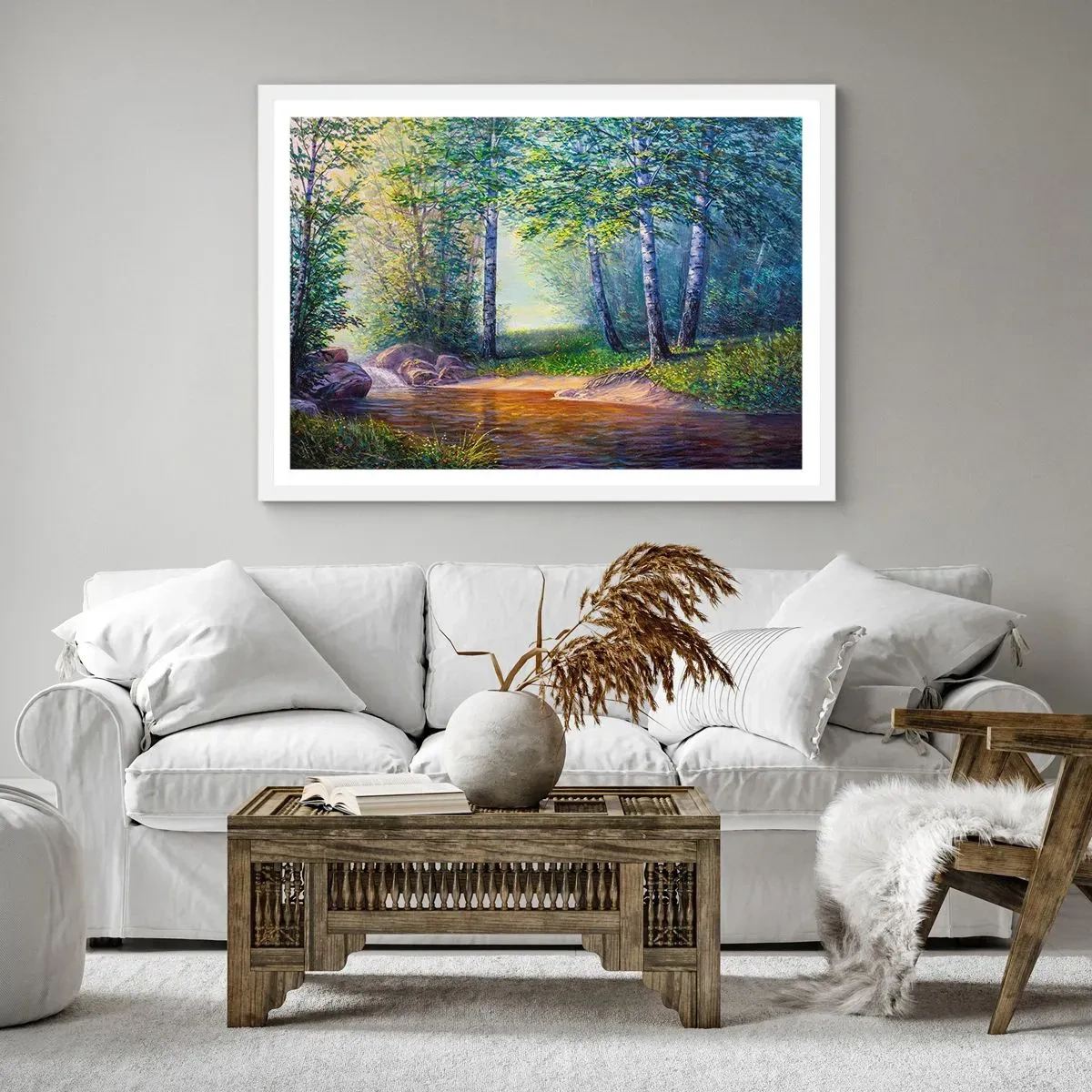 Poster în ramă albă - Cadru idilic - 91x61 cm