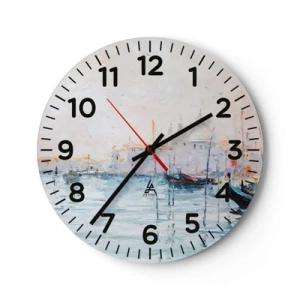 Ceas de perete - Ceas pe sticlă - În spatele apei, în spatele ceții - 30x30 cm