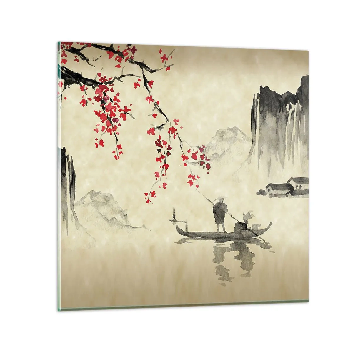 Tablou pe sticlă - În țara florilor de cireș - 30x30 cm