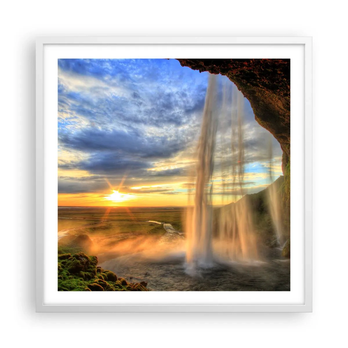 Poster în ramă albă - Lumea din spatele vălului de picături - 60x60 cm