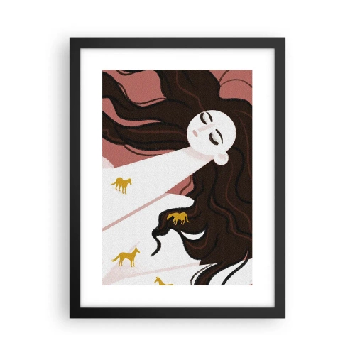 Poster în ramă neagră - Visul despre calul de aur - 30x40 cm