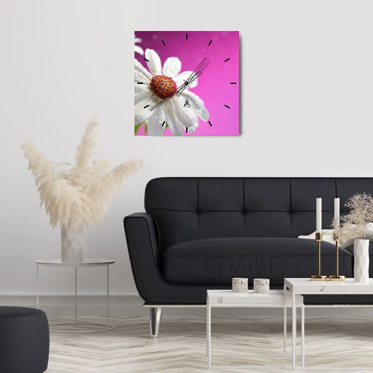 Ceas de perete - Ceas pe sticlă - Modestă în frumusețea ei - 30x30 cm