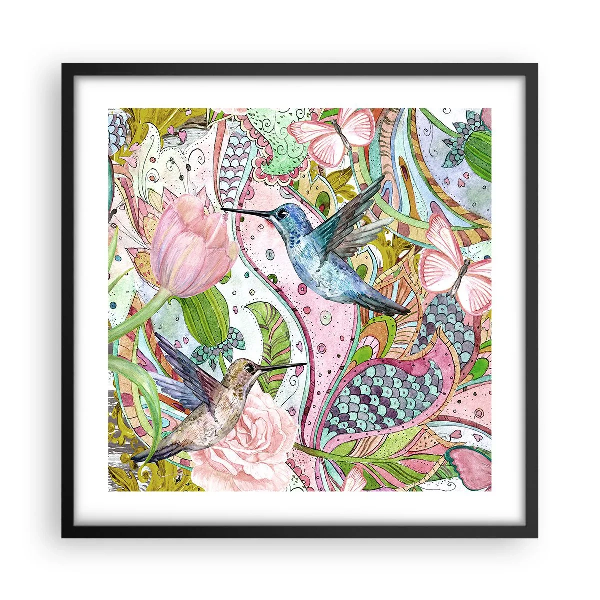 Poster în ramă neagră - Încurcat în viță de vie - 50x50 cm