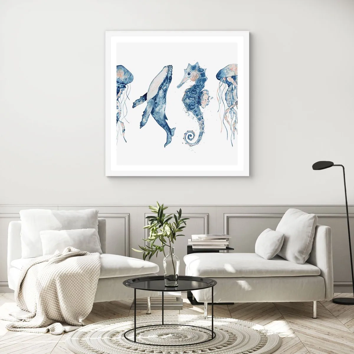 Poster în ramă albă - Fauna marină sălbatică - 50x50 cm