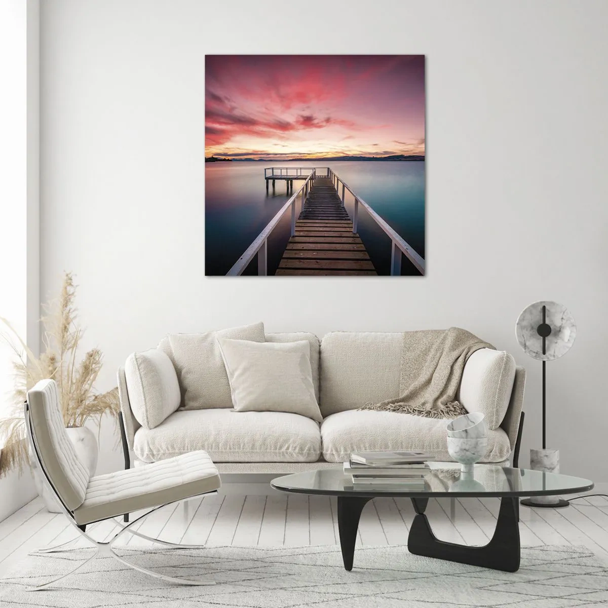 Tablou pe sticlă - Flacăra blândă a serii - 70x70 cm