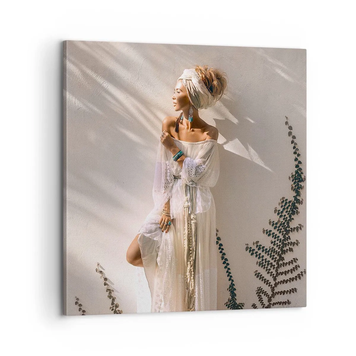 Tablou pe pânză - Soarele și fata - 60x60 cm