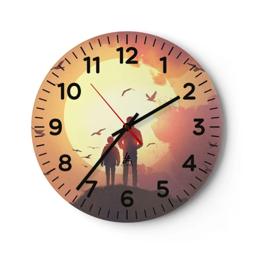 Ceas de perete - Ceas pe sticlă - Față în față cu soarele - 30x30 cm