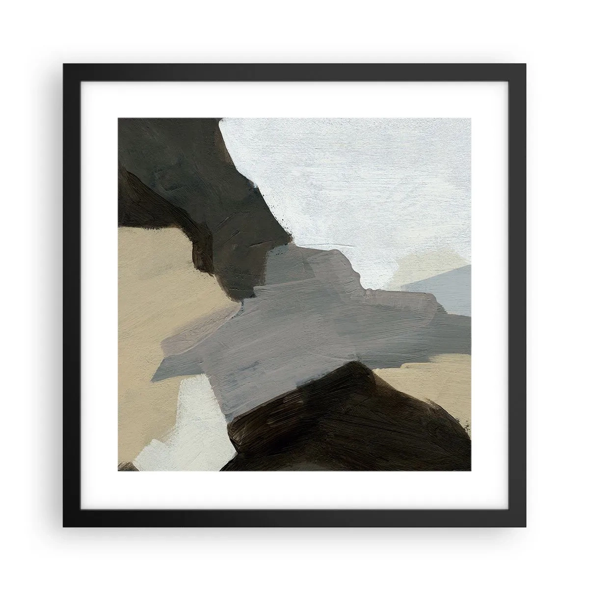 Poster în ramă neagră - Abstracție: despărțirile griului - 40x40 cm