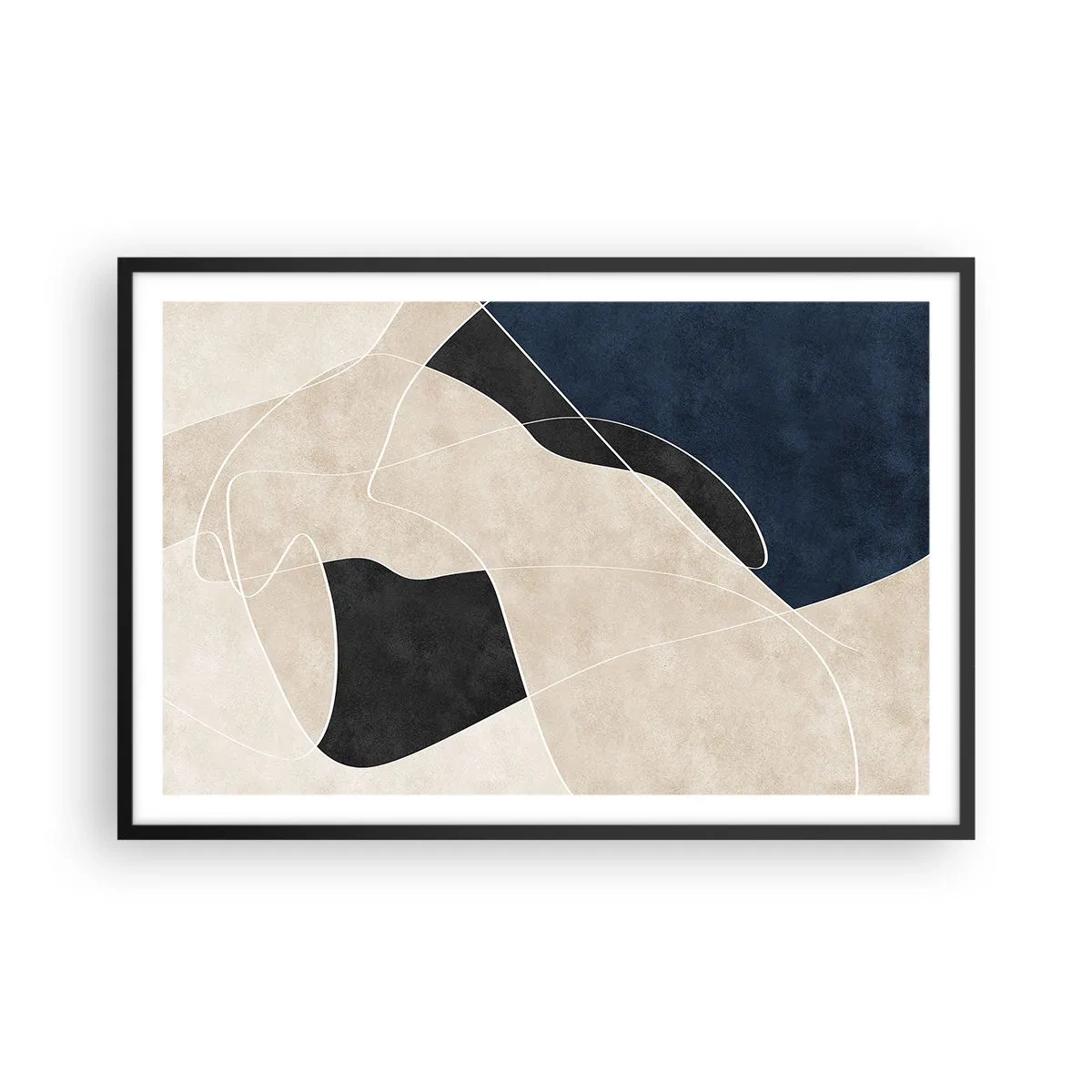 Poster în ramă neagră - Compoziție abstractă - contrast de culori - 91x61 cm