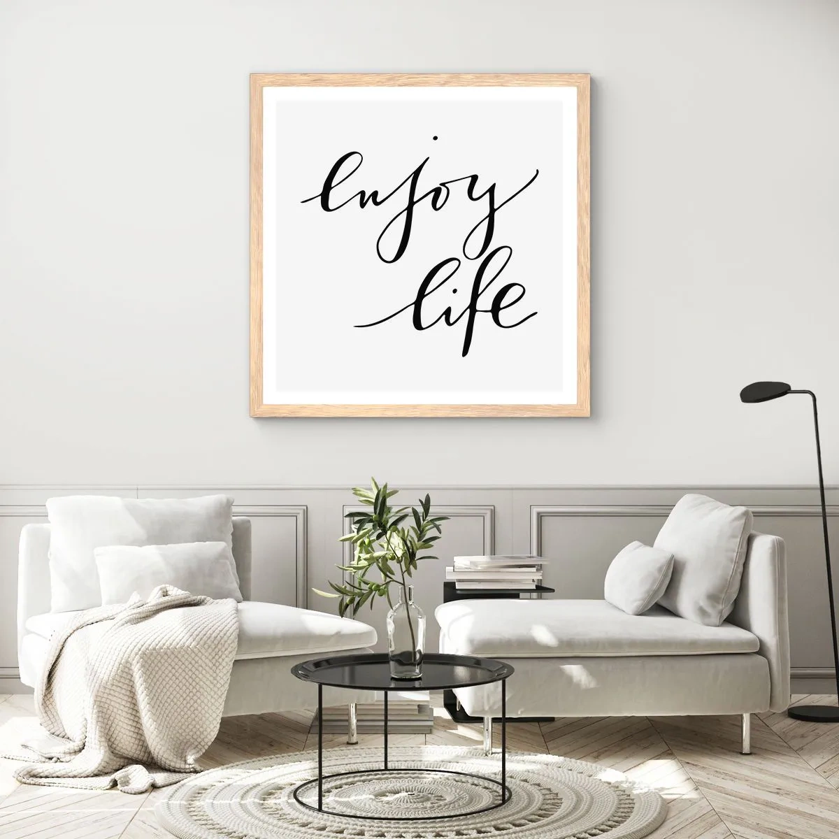 Poster în ramă de stejar deschis - Nimic de adăugat... - 40x40 cm