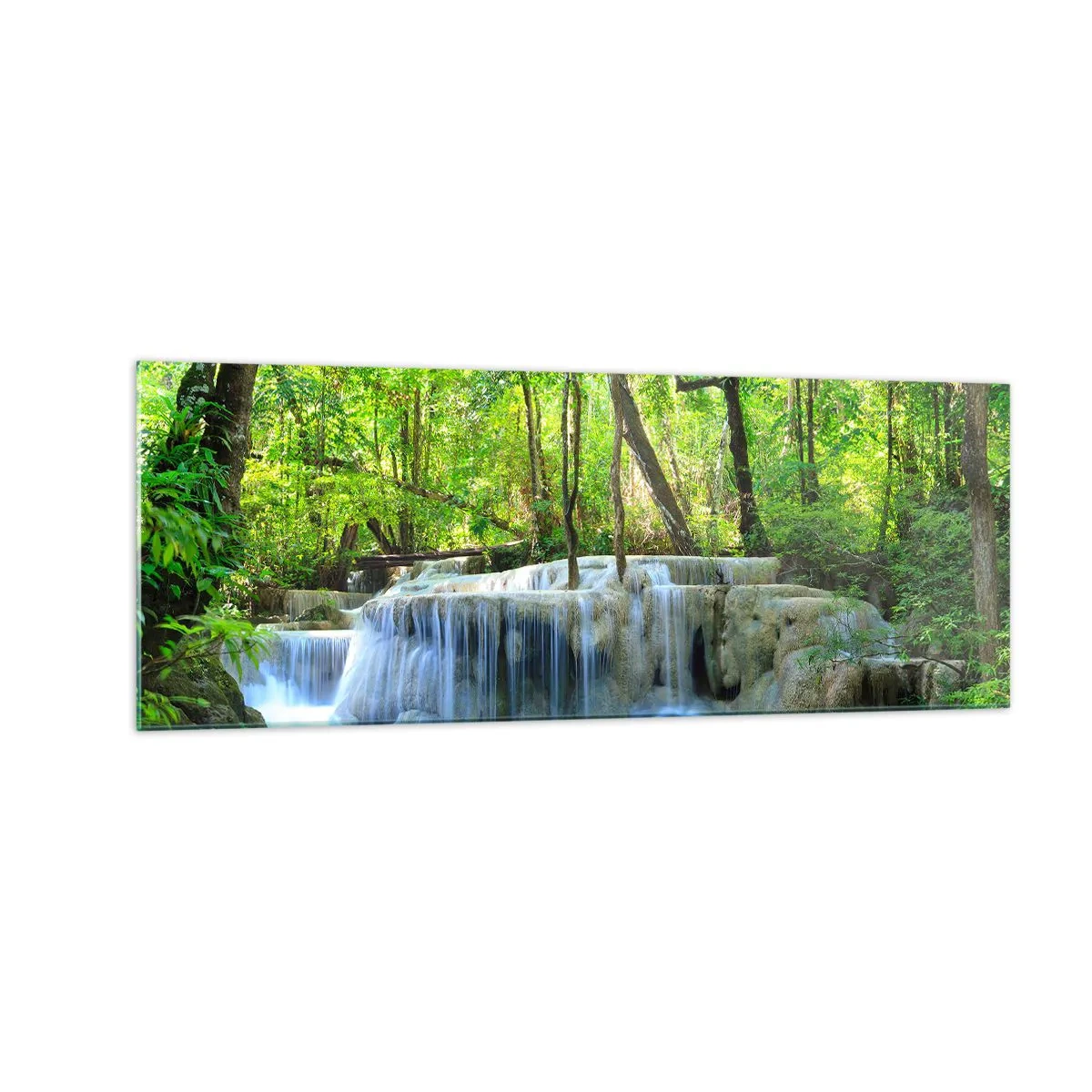 Tablou pe sticlă - Scufundat în turcoaz și verde - 140x50 cm