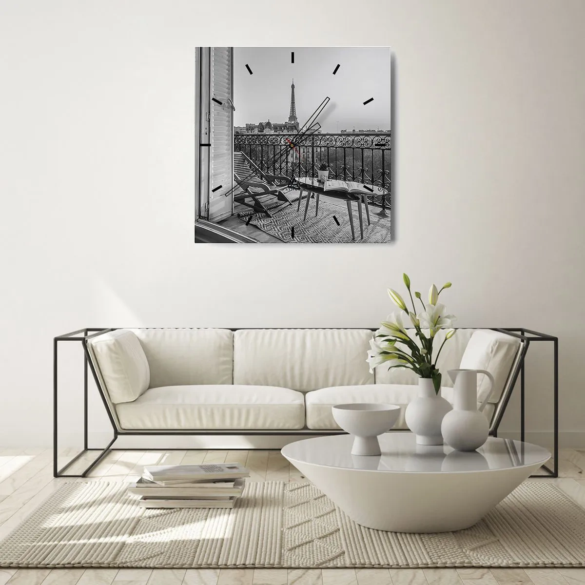 Ceas de perete - Ceas pe sticlă - După-amiază pariziană - 40x40 cm