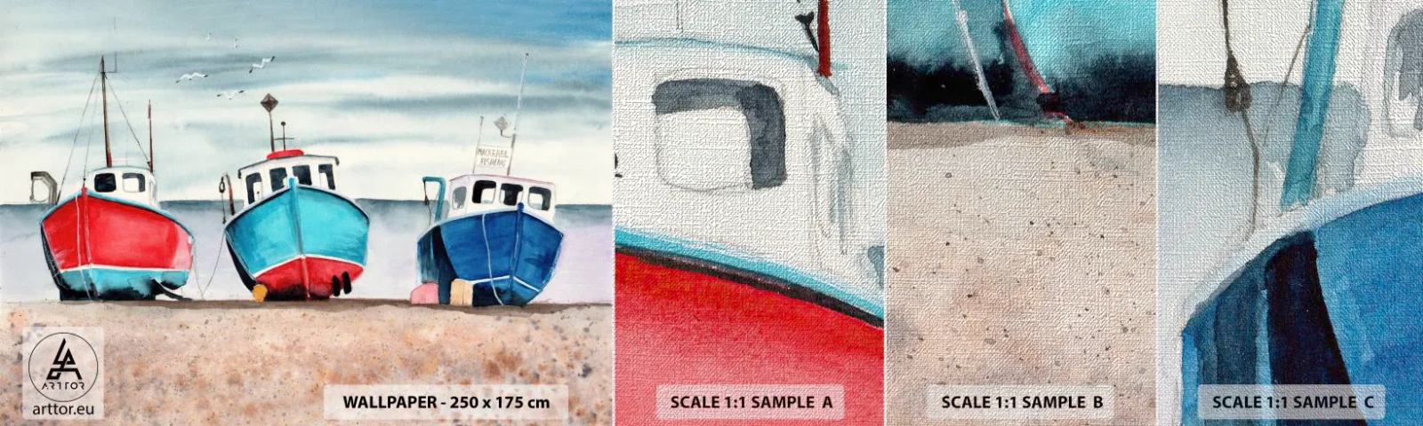 Mostră tapet Premium Canvas - Gata pentru pescuit - Nautic, Litoral, Cuttere de pescuit - 100x30 cm