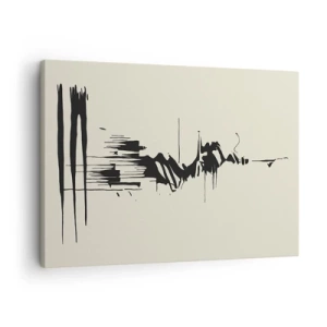 Tablou pe pânză Canvas - Abstracție minimalistă cu linii negre pe un fundal deschis - 70x50cm - Abstracție pripită - Decorațiune modernă pentru perete pentru living și dormitor ARTTOR
