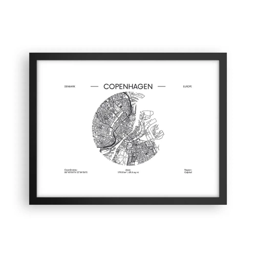 Poster în ramă neagră - Anatomia Copenhagăi - 40x30 cm