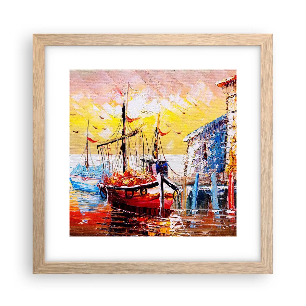 Poster în ramă de stejar deschis - Întoarcere fericită - 30x30 cm