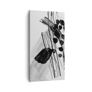 Tablou pe pânză - Abstracție organică în negru și alb - 55x100 cm