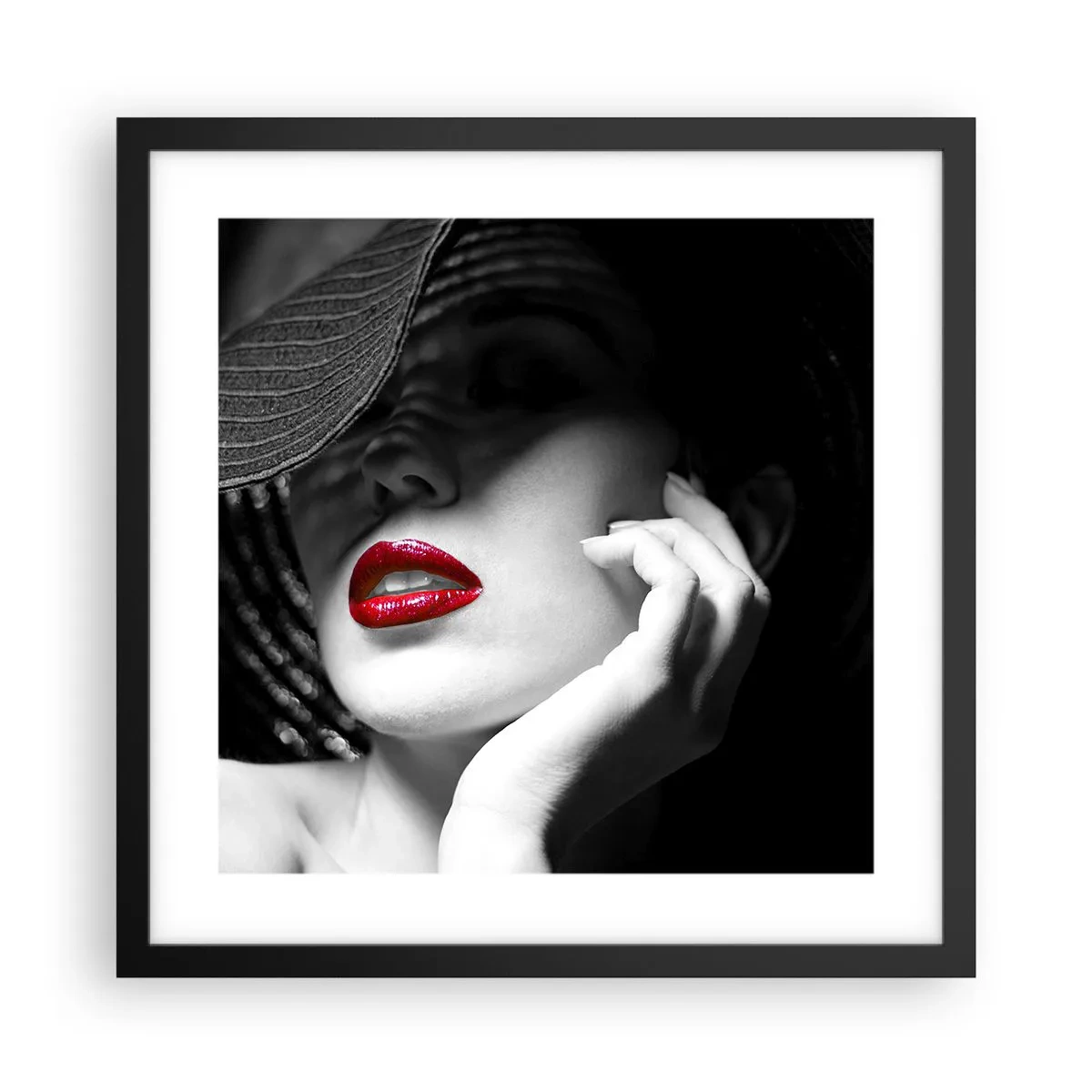 Poster în ramă neagră - Studiu în stacojiu - 40x40 cm