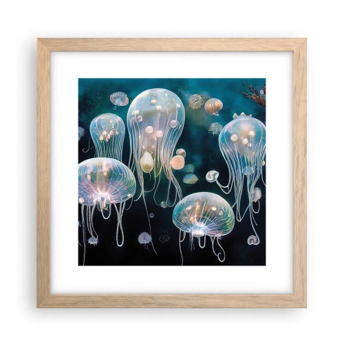 Poster în ramă de stejar deschis - Balul subacvatic - 30x30 cm