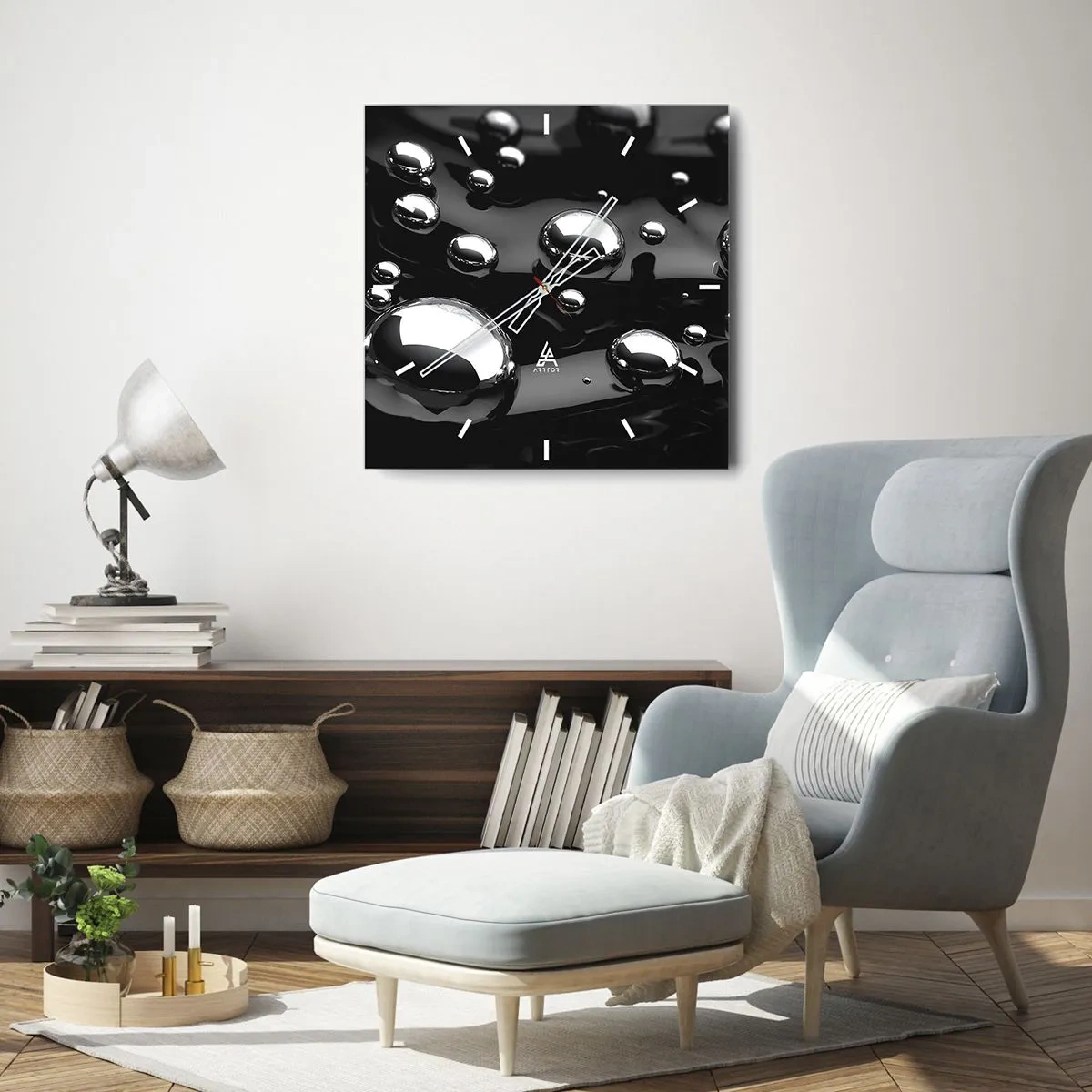 Ceas de perete - Ceas pe sticlă - Din adâncurile negre - 40x40 cm