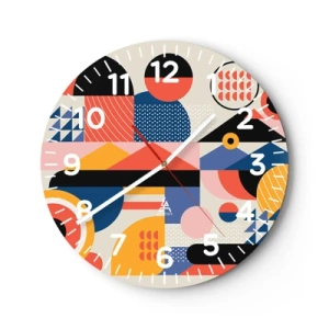 Ceas de perete - Ceas pe sticlă - Compoziție: joacă-te - 30x30 cm