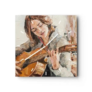 Ceas de perete - Ceas pe sticlă - Concert pentru chitară și inima unei fete - 40x40 cm