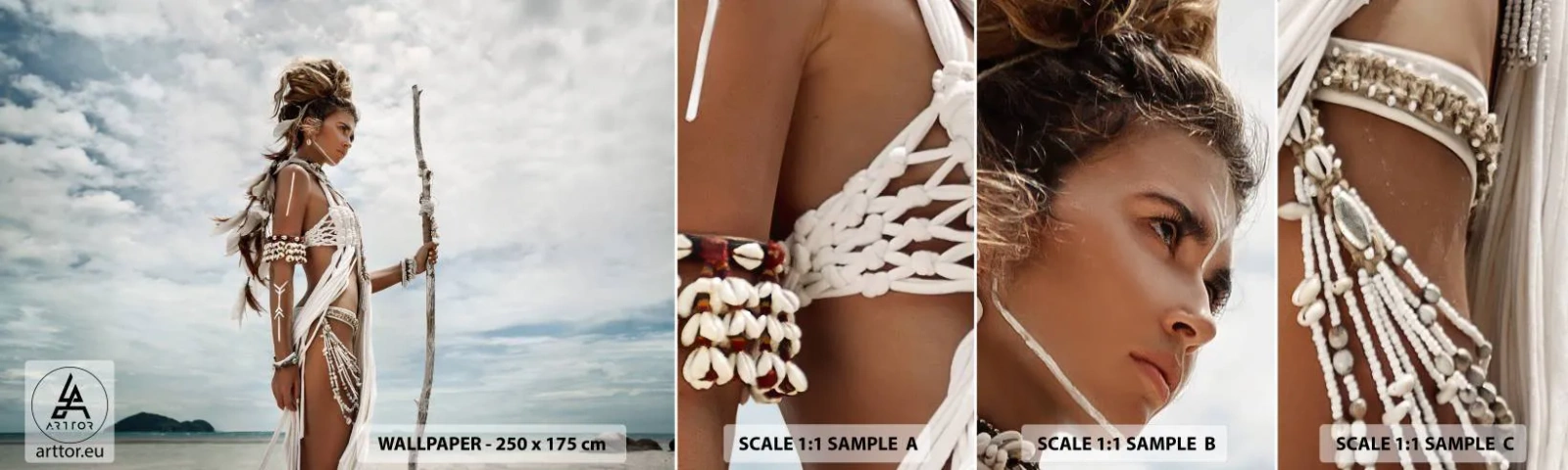 Mostră tapet autocolant Deluxe Sticker - Regina tropicelor - Femeie, Rochie etnică, Trib - 100x30 cm