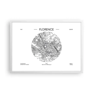 Poster în ramă albă - Anatomia Florenței - 70x50 cm