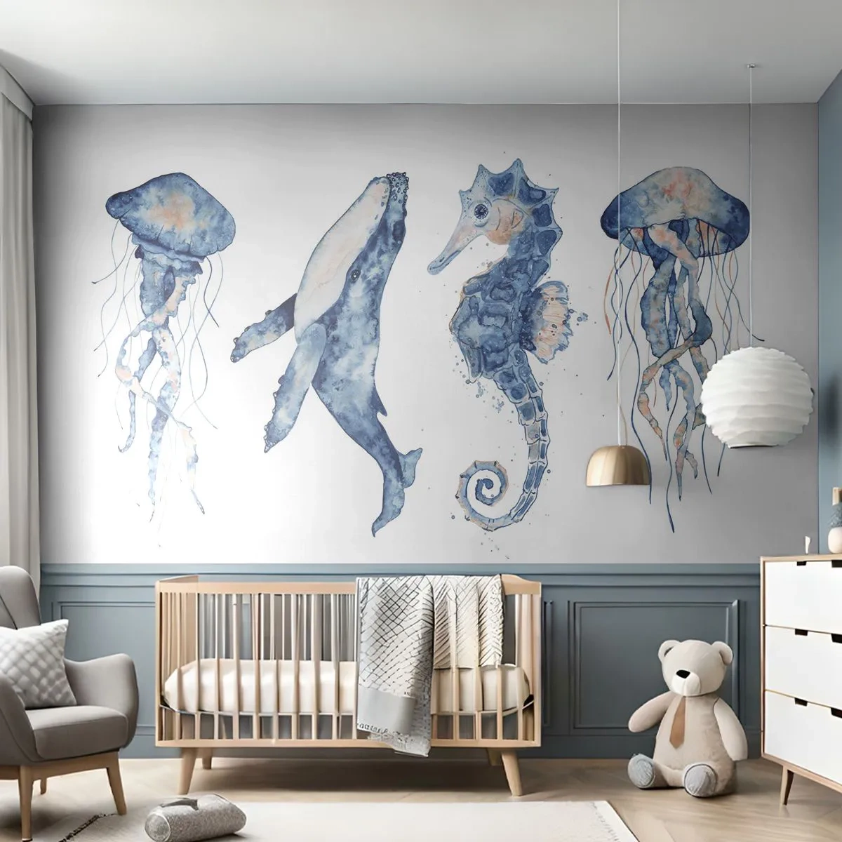 Tapet Premium Canvas - Fauna marină sălbatică - Animale marine, calut de mare, meduze - 200x140 cm
