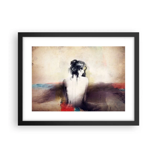 Poster în ramă neagră - Linii moi, forme ovale - 40x30 cm