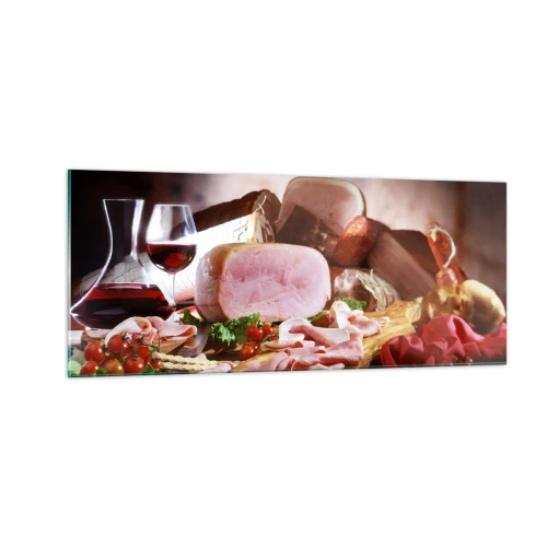 Tablou pe sticlă - Un vis culinar cu o carafă - 100x40 cm