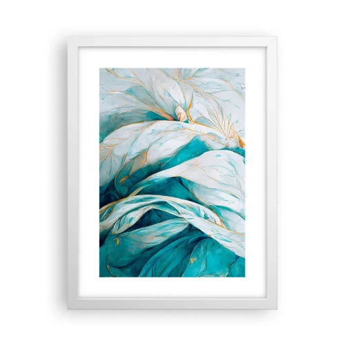 Poster în ramă albă - Abstractul albastru cu motiv auriu - 30x40 cm