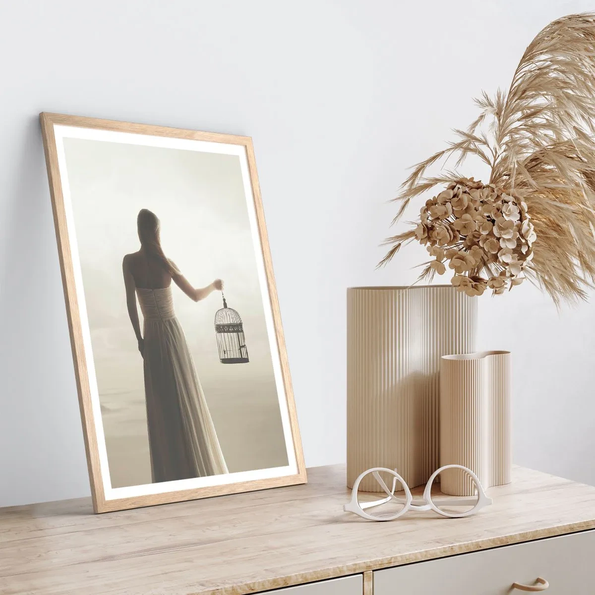 Poster în ramă de stejar deschis - Fii liberă - 70x100 cm