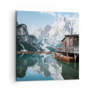 Tablou pe pânză - Dimineață cristalină de munte - 70x70 cm