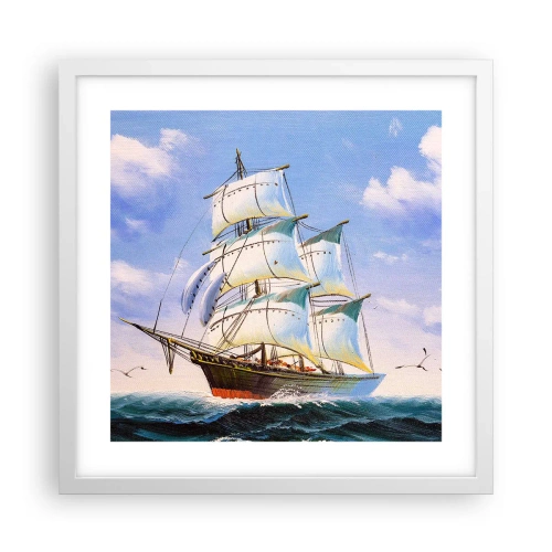 Poster în ramă albă - Cu mândrie în vânt - 40x40 cm