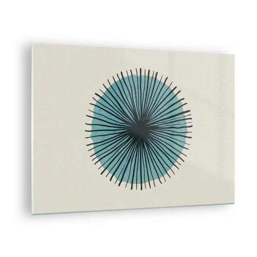 Tablou pe sticlă - Model geometric în nuanțe de turcoaz și negru - 70x50cm - Radiant pe albastru - Decorațiune modernă pentru perete pentru living și dormitor ARTTOR