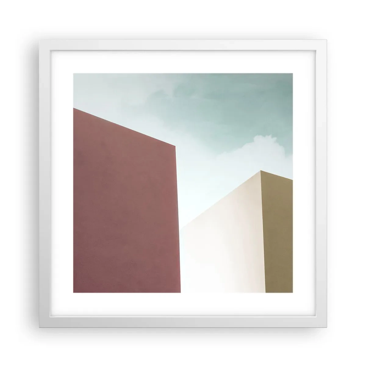 Poster în ramă albă - Geometria unei veri însorite - 40x40 cm