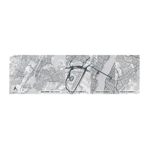 Mostră tapet Premium Canvas - Anatomia unei metropole - New York, Hartă, Manhattan - 100x30 cm