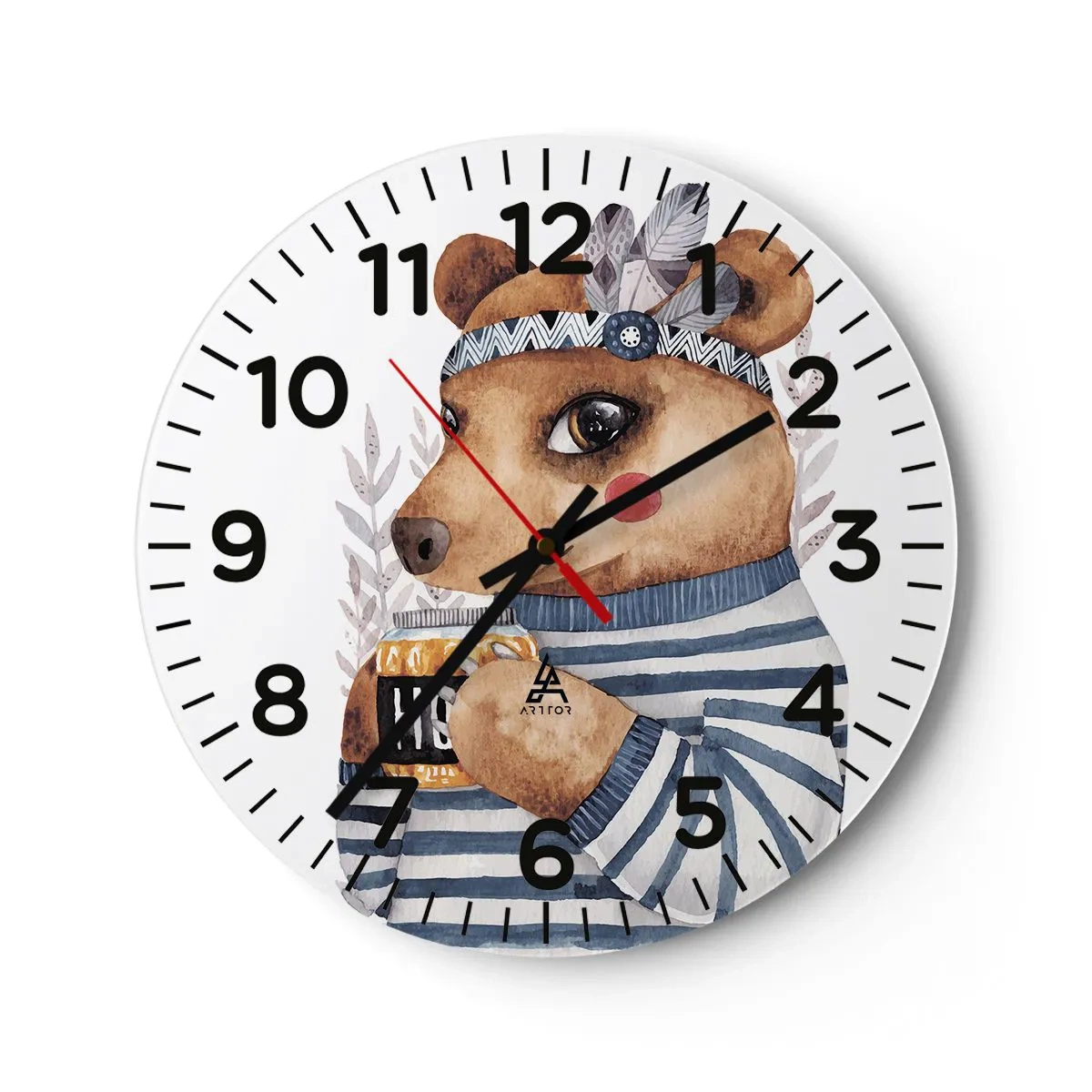 Ceas de perete - Ceas pe sticlă - Ursoaică dulce - 30x30 cm